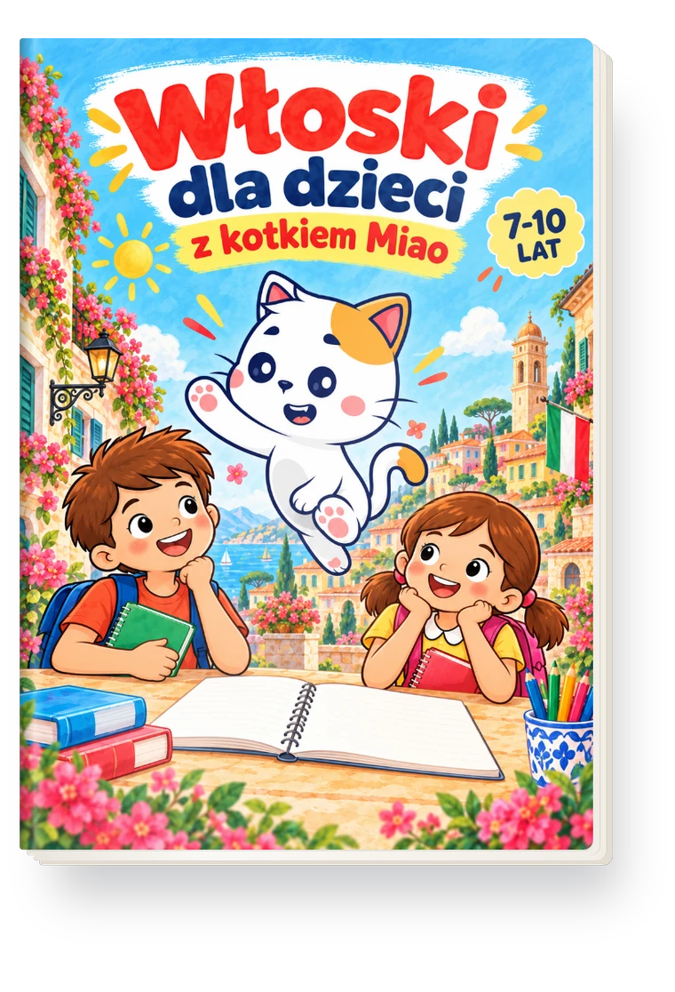 Okładka: Włoski dla dzieci 7-10 lat z kotkiem Miao