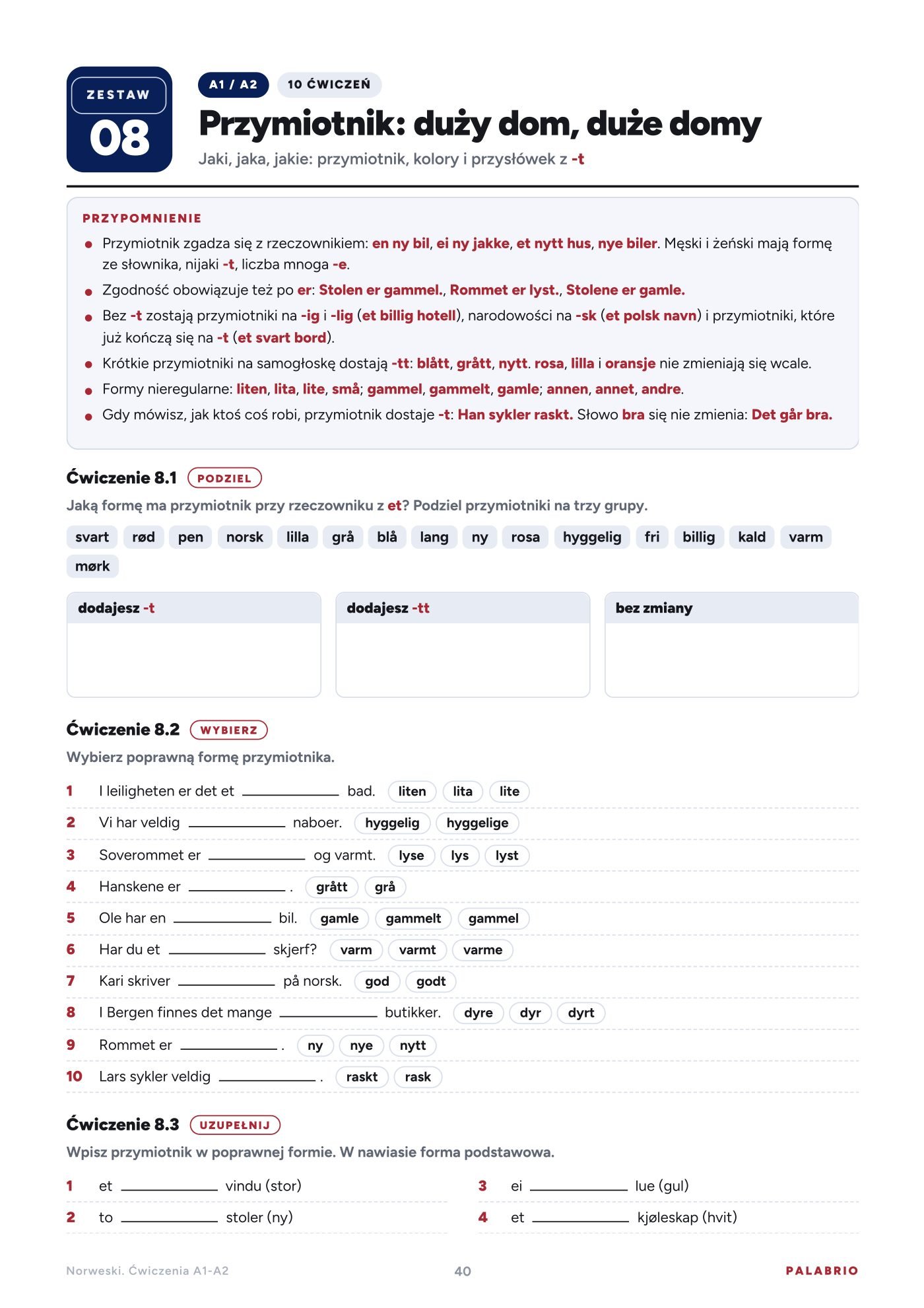Zestaw 8: przymiotniki