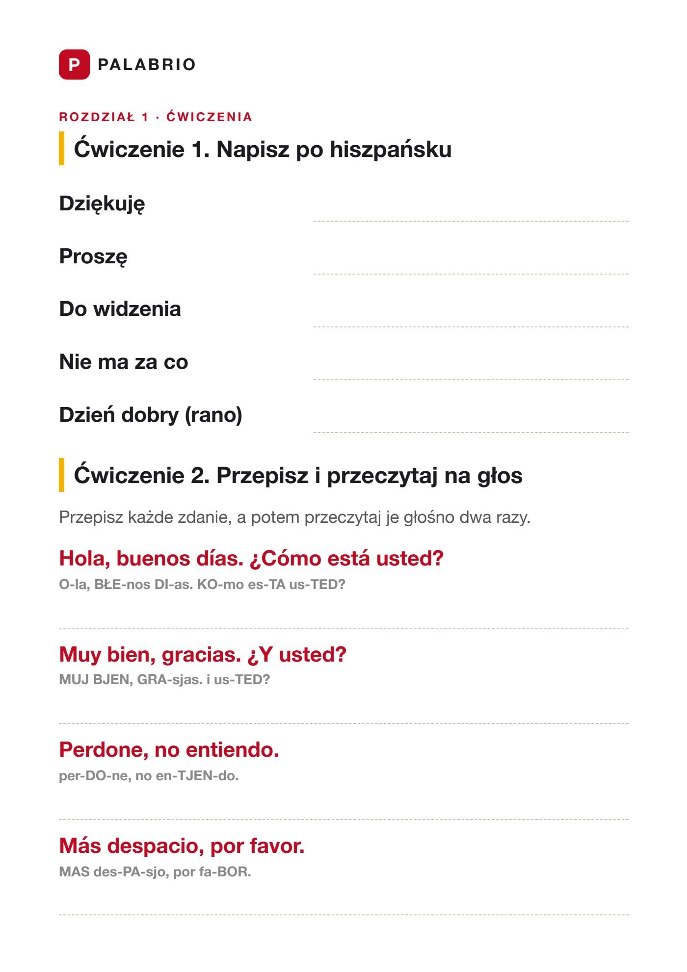 Ćwiczenia z miejscem do pisania